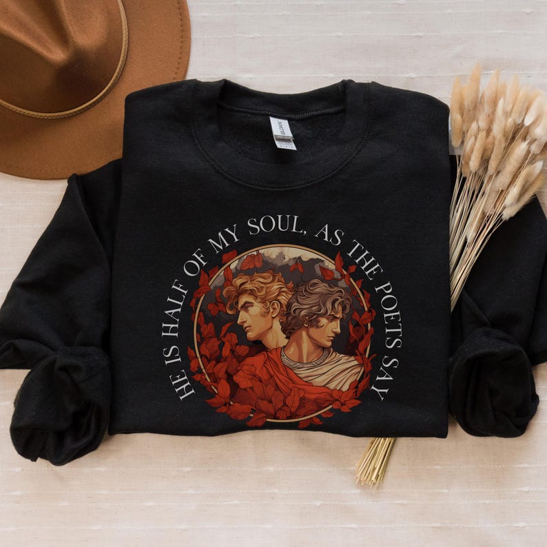 Achilles Patroclus Sweatshirt Romantasy Quote Book Fandom Merch Greek Mythology Booktok Shirt Iliad Literary Bookish Gift for Her Booknerd image 2