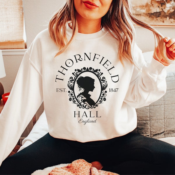 Sweat-shirt Jane Eyre, pull Thornfield Hall, cadeau Charlotte Bronte, sweat-shirt livresques, milieu universitaire sombre, pull bibliophile de la littérature littéraire