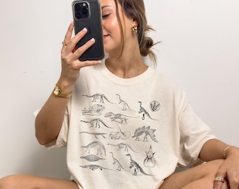 Dinosaur Fossils Tshirt, Dinosaur Lover T-shirt, Paleontology Fossil Tee, Vintage Jurassic T Shirt, Dino Lover Nerdy Shirt, Animal Lover