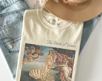 Camiseta Nacimiento de Venus Comfort Colors® Camiseta del artista Sandro Botticelli Camiseta de pintura renacentista Merchandising de arte de mitología romana Camiseta de mitología griega