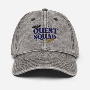 EMBROIDERED Quest Squad Vintage Distressed Cap Gothic Booktok Fandom Merch Dragon Booklover Gift for Her Dark Academia Romantasy Reader Hat