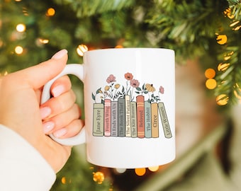 Personalisierte Bücherregal-Tasse, individuelle Büchertasse, Geburtstagsgeschenk für sie, Buchclub-Geschenk, Lese-Fandom-Merch, Bibliothekar-Lehrer
