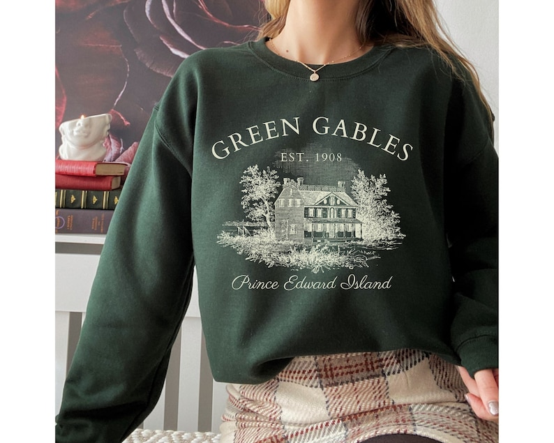 Green Gables Fandom sweatshirt Bookstagram shirt light academia cottagecore clothes fandom reading book sweater literature literary gift zdjęcie 1