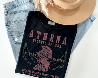 Athena Comfort Colors® Shirt Warrior Goddess World Tour Tee Dark Academia Tshirt Distressed Band T-shirt Greek Mythology Gothic Clothing