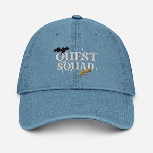 EMBROIDERED Quest Squad Denim Hat Booktok Fandom Merch Dragon Book Gift for Her Romantasy Booklover Baseball Cap Dark Academia Bookish Hat