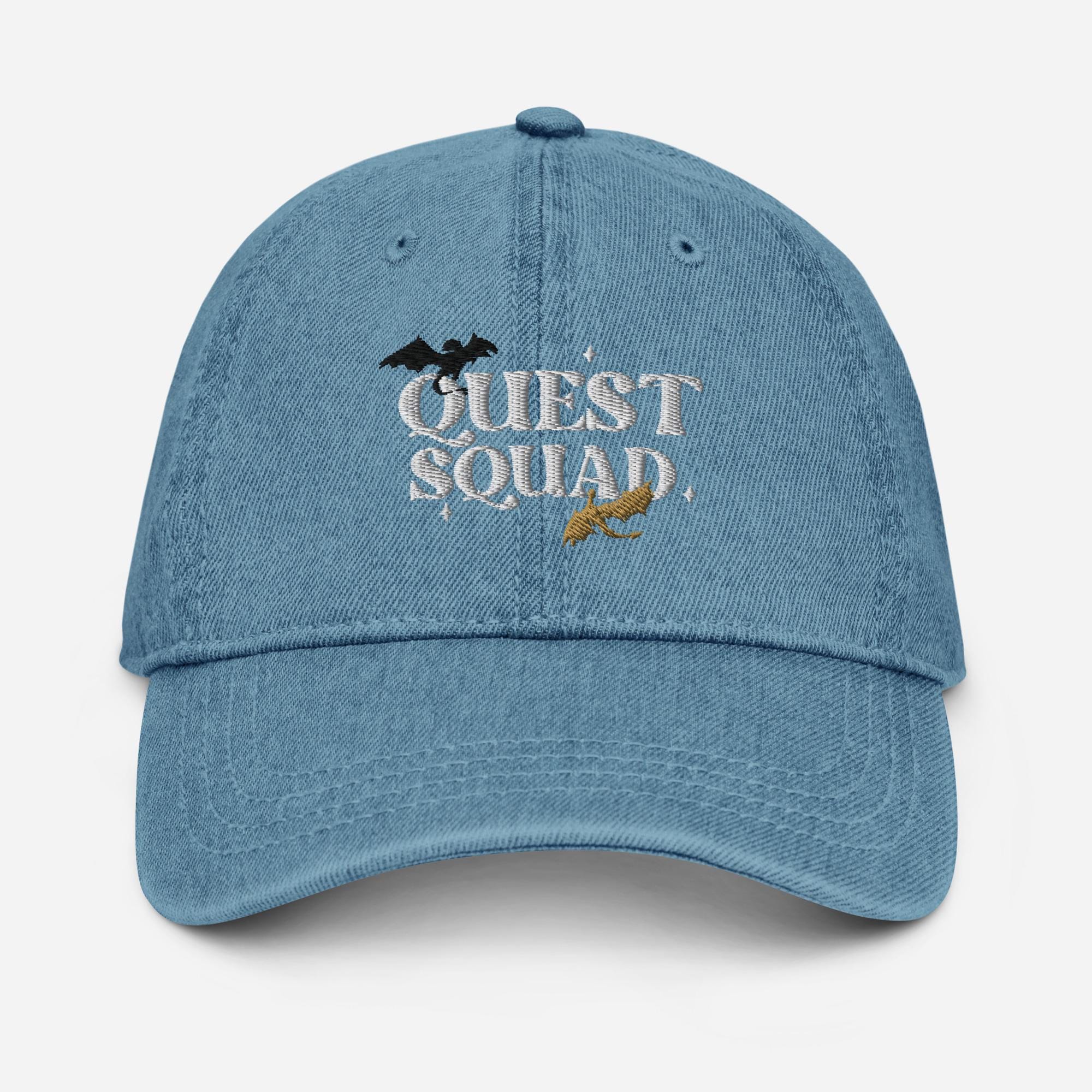 EMBROIDERED Quest Squad Denim Hat Booktok Fandom Merch Dragon Book Gift for Her Romantasy Booklover Baseball Cap Dark Academia Bookish Hat
