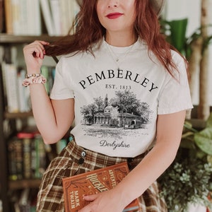 Pride and Prejudice shirt, Pemberley tshirt, Jane Austen tee, light academia shirt, book gift for her, literary location bookish present