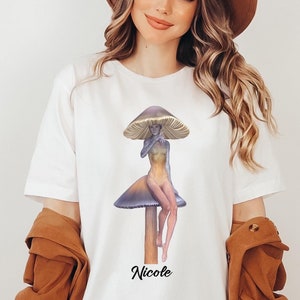 Custom Name Vintage Mushroom Art Shirt, Magic Mushroom TShirt, Personalized Cottagecore Shirt, Aesthetic Mushroom Shirt, Mushroom Lover Tee
