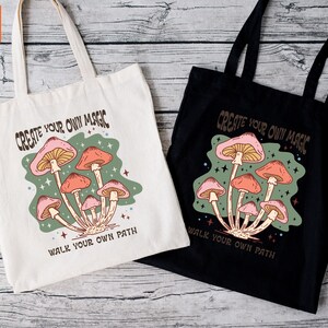 Personalized Magic Mushroom Tote Bag, Mushroom Crossbody Tote Bag, Custom Mushroom Tote Bag, Mushroom Canvas Tote Bag, Tote Bags Mushrooms
