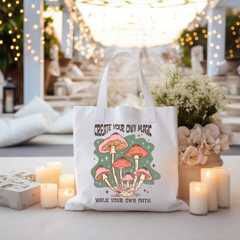 Magic Mushroom Tote Bag, Mushroom Crossbody Tote Bag, Cute Mushroom Tote Bag, Mushroom Canvas Tote Bag, Aesthetic Mushroom Tote Bag, ToteBag