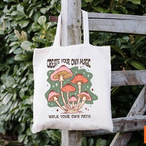 Personalized Magic Mushroom Tote Bag, Mushroom Crossbody Tote Bag, Custom Mushroom Tote Bag, Mushroom Canvas Tote Bag, Tote Bags Mushrooms