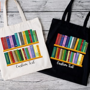 Custom Book Tote Bag Library Bag Book Lovers Gift, Book Lover Gift, Large Tote Bag For Women, Cute Tote Bag, Tote Bag Personalized, Book Bag