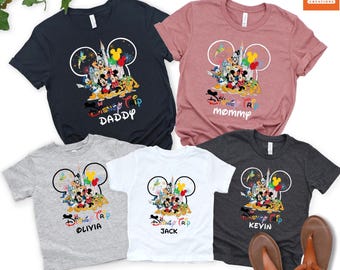 Custom Disney Trip Shirts - Matching Family Disney Tees - Personalized Disneyland Disneyworld Vacation Shirts - Mickey & Minnie T-Shirts