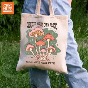 Personalized Magic Mushroom Tote Bag, Mushroom Crossbody Tote Bag, Custom Mushroom Tote Bag, Mushroom Canvas Tote Bag, Tote Bags Mushrooms