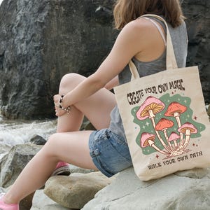 Magic Mushroom Tote Bag, Mushroom Crossbody Tote Bag, Cute Mushroom Tote Bag, Mushroom Canvas Tote Bag, Aesthetic Mushroom Tote Bag, ToteBag