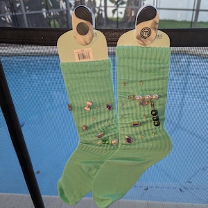 Green  cloud glam junk socks