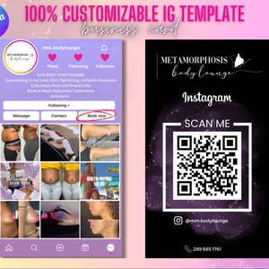 Modello di biglietto da visita con layout Instagram, download istantaneo, biglietto da visita modificabile, modello di biglietto profilo Instagram, carte influencer