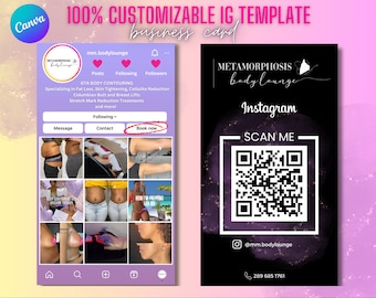 Modello di biglietto da visita con layout Instagram, download istantaneo, biglietto da visita modificabile, modello di biglietto profilo Instagram, carte influencer