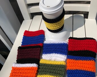 Handmade Cozies, School Color ,Hot & Cold Cup Drink holder, Koozies
