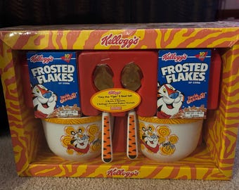 VINTAGE Sealed 2004 Kelloggs Tony The Tiger 2 Bowl Cereal Set Frosted Flakes.