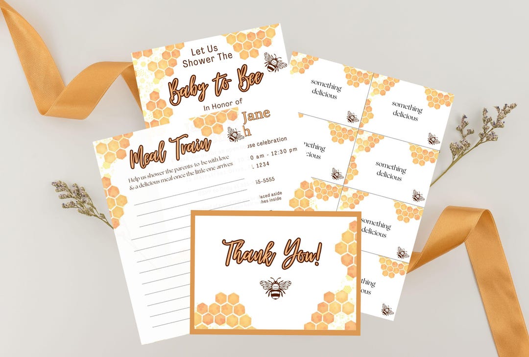 Bumblebee Baby Shower Invitation Bundle: Editable Templates (digital ...