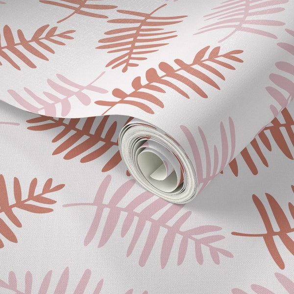 Afternoon Breeze Removable Wallpaper - Girls Bedroom - Dusty Pink Leaves