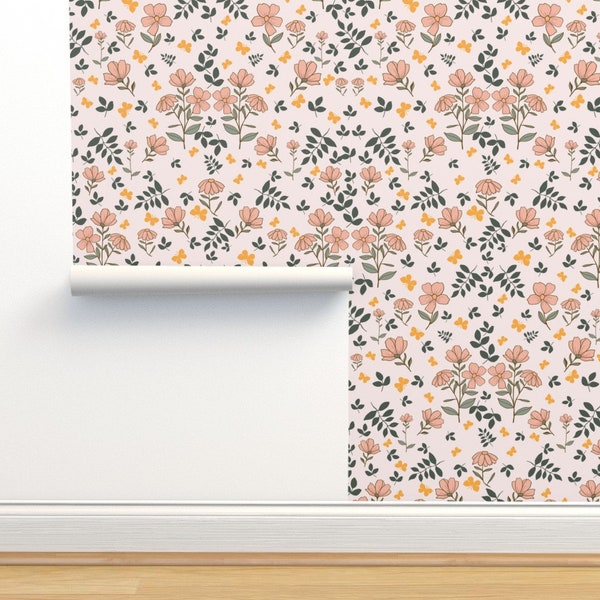 Spring Floral Pattern - Removable Wallpaper - Eco-Friendly