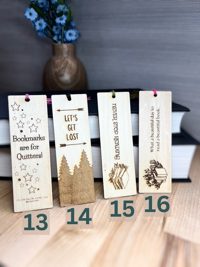 Wood Engraved Bookmarks, Personalized Bookmarks, Fun Quotes Bookmarks