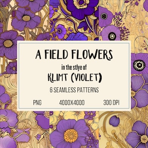 Armonia dei fiori viola ispirati a Klimt: Tesoreria dei modelli digitali senza soluzione di continuità