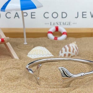 Sterling Silver Double Whale Tail Cuff Bracelet - LeStage Cape Cod Jewelry