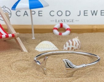 Sterling Silver Double Whale Tail Cuff Bracelet - LeStage Cape Cod Jewelry
