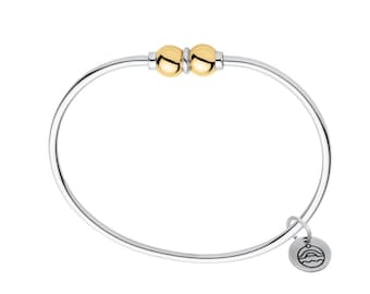 Cape Cod Bracelet: LeStage Sterling Silver Bangle with 14k Yellow Gold Screw Ball Closure