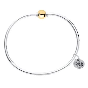 Cape Cod Bracelet: LeStage Sterling Silver Bangle with 14k Gold Screw Ball Closure