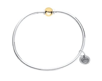 Cape Cod Bracelet: LeStage Sterling Silver Bangle with 14k Gold Screw Ball Closure