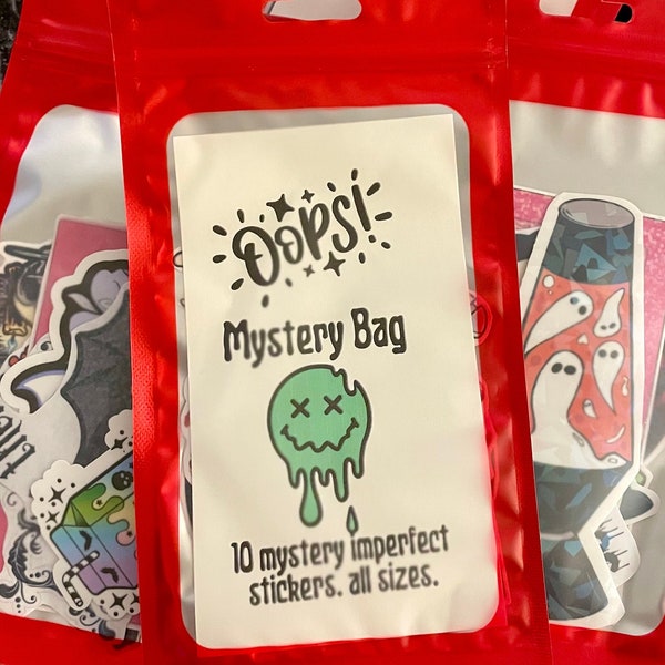 Mystery Imperfect Sticker Grab Bag - 10 Randomly Assorted Unique Stickers!