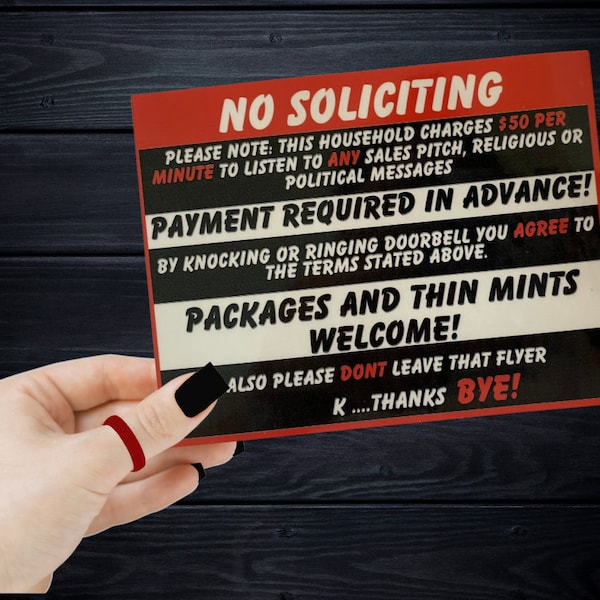 Hilarious 'No Soliciting' Vinyl Sticker – Keep Salespeople Running!