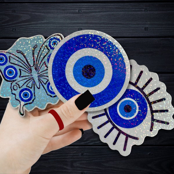 Holographic Evil Eye Sticker Pack for Spiritual Protection , Individual and Mystery Packs