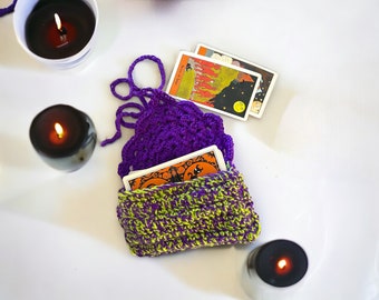 Crochet Tarot Card Pouch|Purple and Black   | Tarot Card Holder