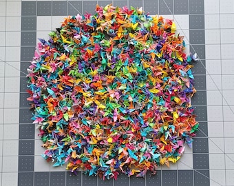 3D Origami Crane, 1000 mini cranes, Decorative Origami Paper Cranes, Paper Origami Crane Different Patterns, Party or Wedding Decoration,