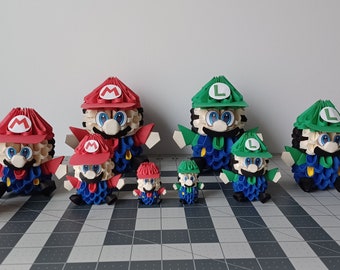 3D Origami Super Mario Bros, Mario & Luigi, Set de Mario, Set de Luigi, Gran regalo, decoración,