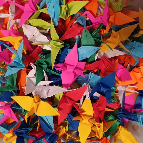 3D origami crane, Paper crane, Origami bird, Japanese paper crane, color crane, a set of 200 paper cranes,