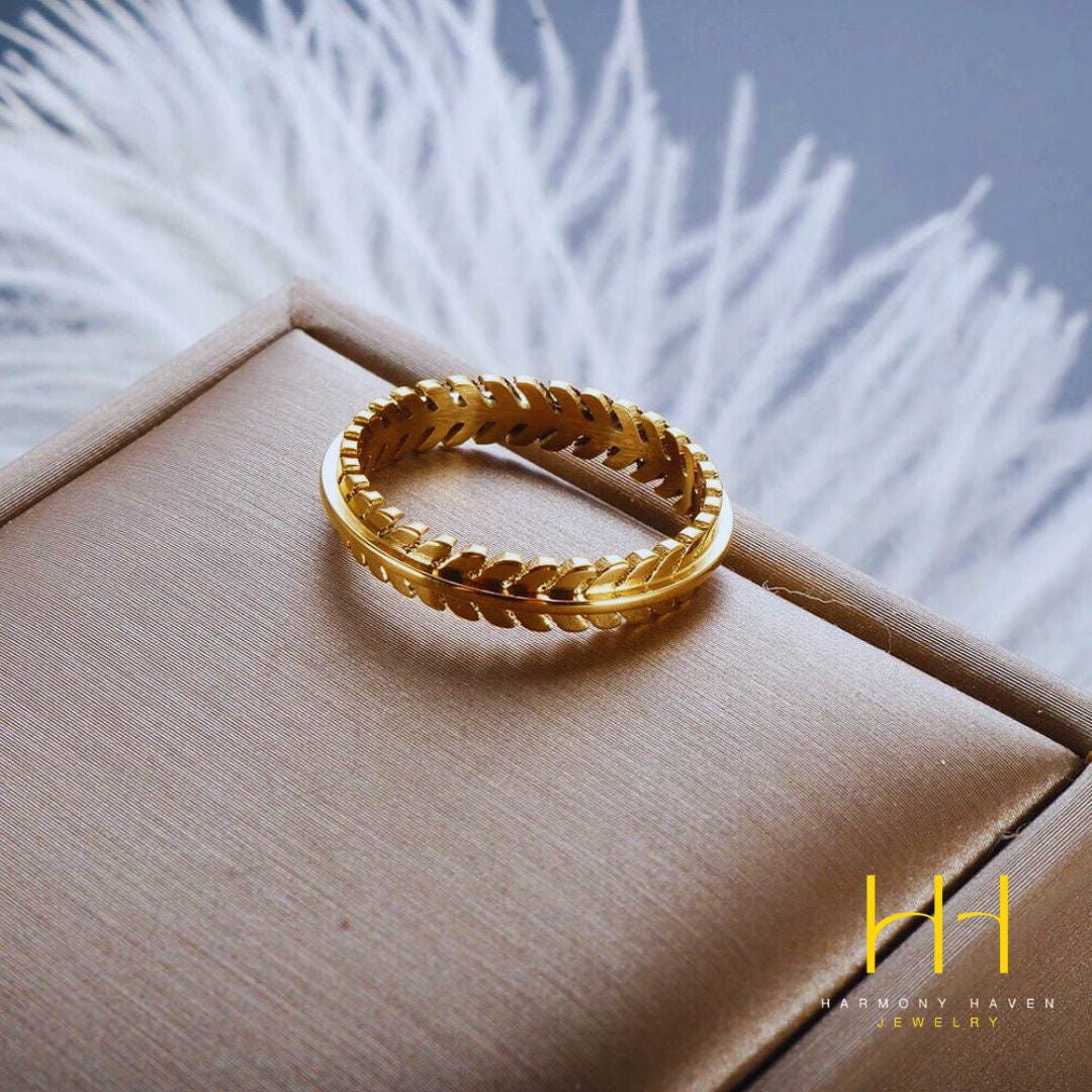Gold Minimalist Olive Leaf Ring for Women, Gift for Her,gold Ring