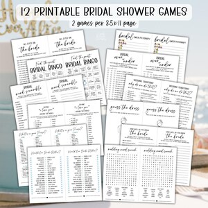 Printable Bridal Shower Game Pack: 12 Elegant Minimalist Games (Instant Download)