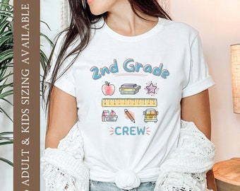 Second Grade Shirt for Teacher Second Grade Crew Shirt for Kids First Day of School Shirt Start of School Matching Neutral Shirt Soft Style