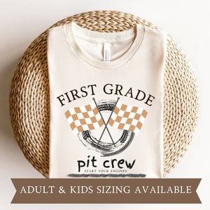 First Grade Back To School Shirt for Student 1st Grade Pit Crew Teacher Shirt for First Day of School First Grade Racing Shirt for 1st Grade