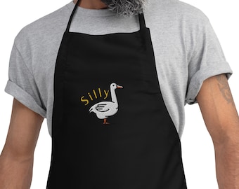 Goose Embroidered Apron Funny Goose Apron for Kitchen Cooking Gift for Animal Lover Kitchen Humor Gift for Holiday Cooking Present