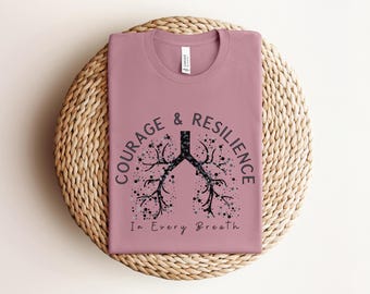 In Every Breath Courage & Resilience Lung uniseks T-shirt | Inspirerend ademkunstwerk / bemoedigend shirt van zacht Bella-canvas