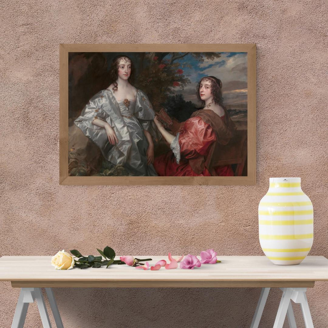 バロックスタイル 女性の肖像画 ヴィンテージ・バロック様式の二人の女性の肖像画 | 17世紀の