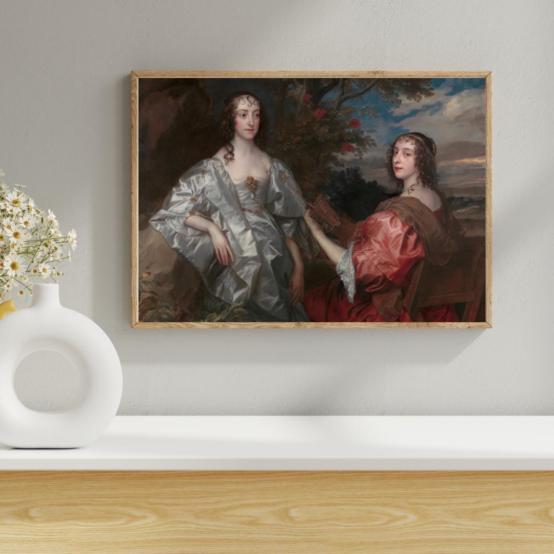 ヴィンテージ・バロック様式の二人の女性の肖像画 | 17世紀の