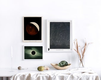 Trouvelot Astronomy Drawing Wall Art Set, French Minimalist Wall Art, Digital Download Print, Astronomical, Scientific Illustration Prints